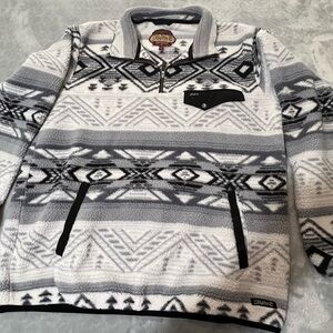 Men’s Black and White Geometric Zip-Up Sweater